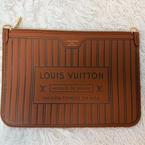 LOUIS VUITTON Calfskin Neverfull Inside Out MM Pochette in Brown